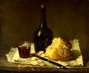 Imitator of Jean-Simeon Chardin - Still Life with Bottle, Glass and Loaf